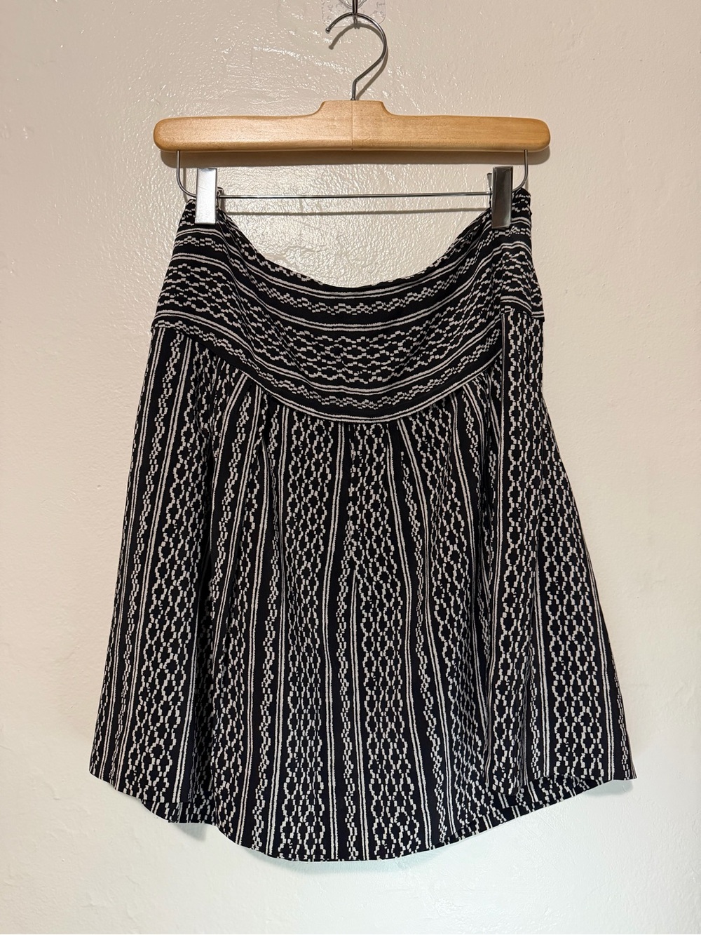 Madewell Black & White Patterned Skater Skirt